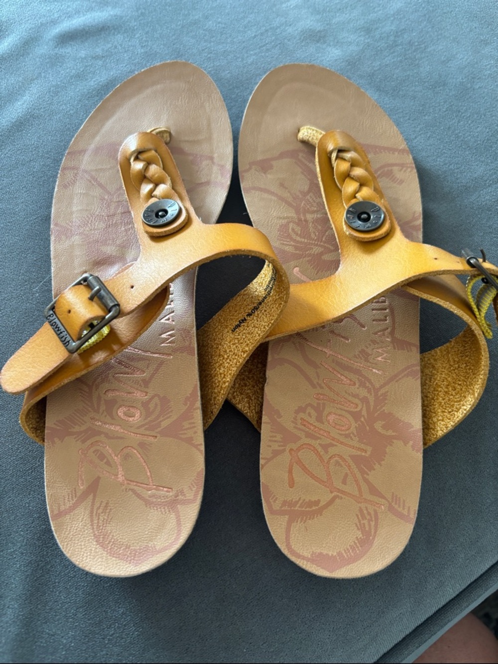 Blowfish Yellow Braided Toe-Loop Sandals with Buckle